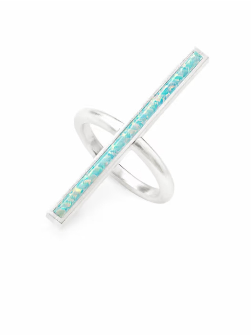 Kendra Scott Reggie Light Blue Opal Bar Ring | Silver Minimalist Statement Ring